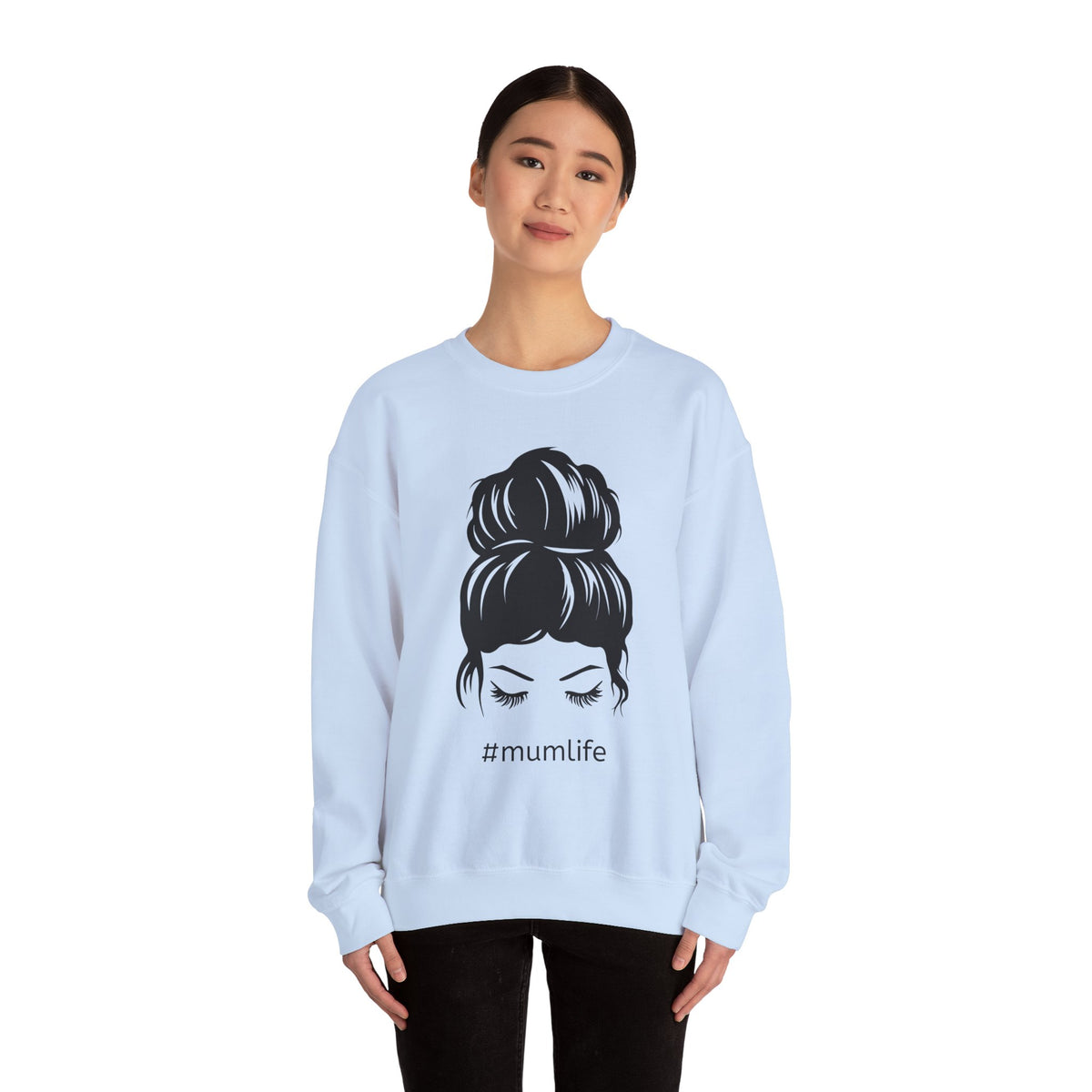 #mumlife Messy Bun Illustration Crewneck