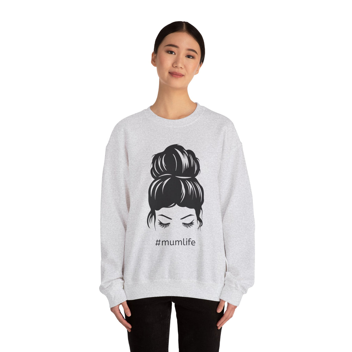 #mumlife Messy Bun Illustration Crewneck