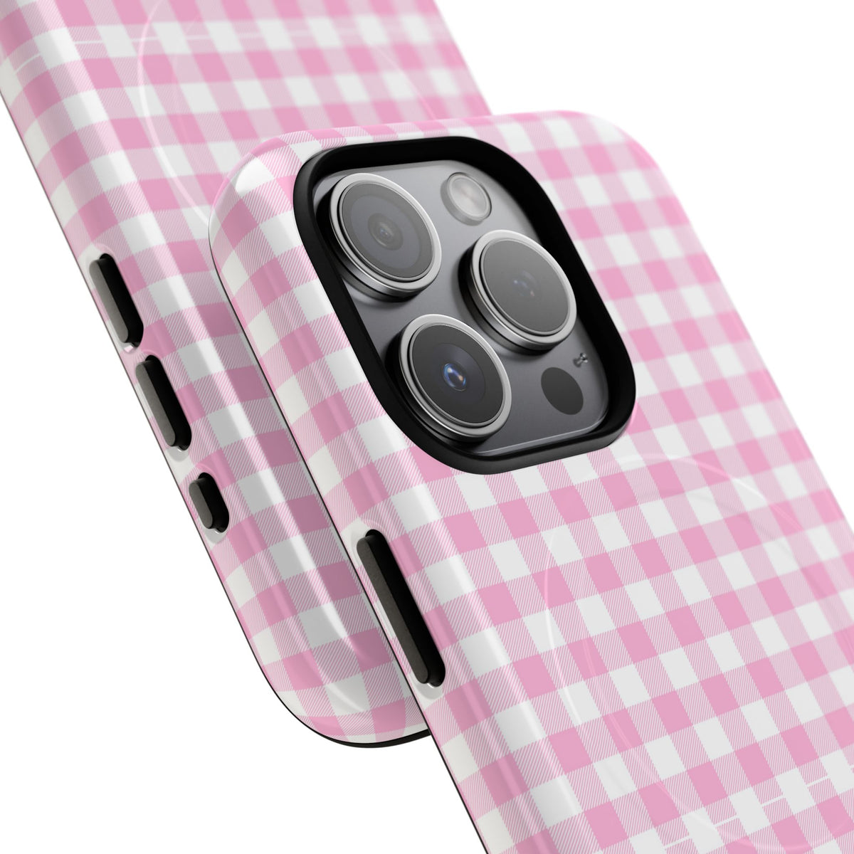 Personalisable Pink Gingham Tough Magnetic Phone Case